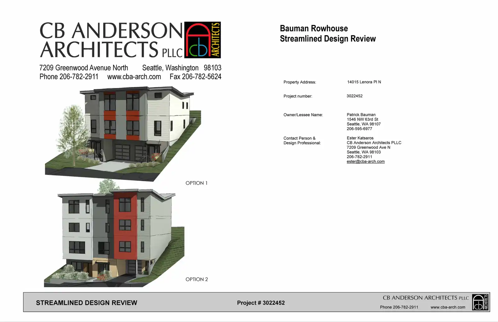 Design review proposal for 14015 Lenora Pl N