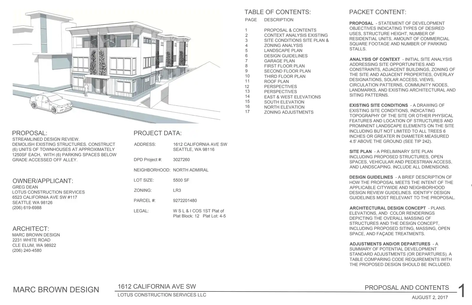 Design review proposal for 1612 California Ave SW