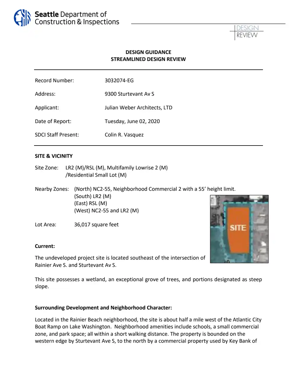 Design review proposal for 9300 Sturtevant Ave S