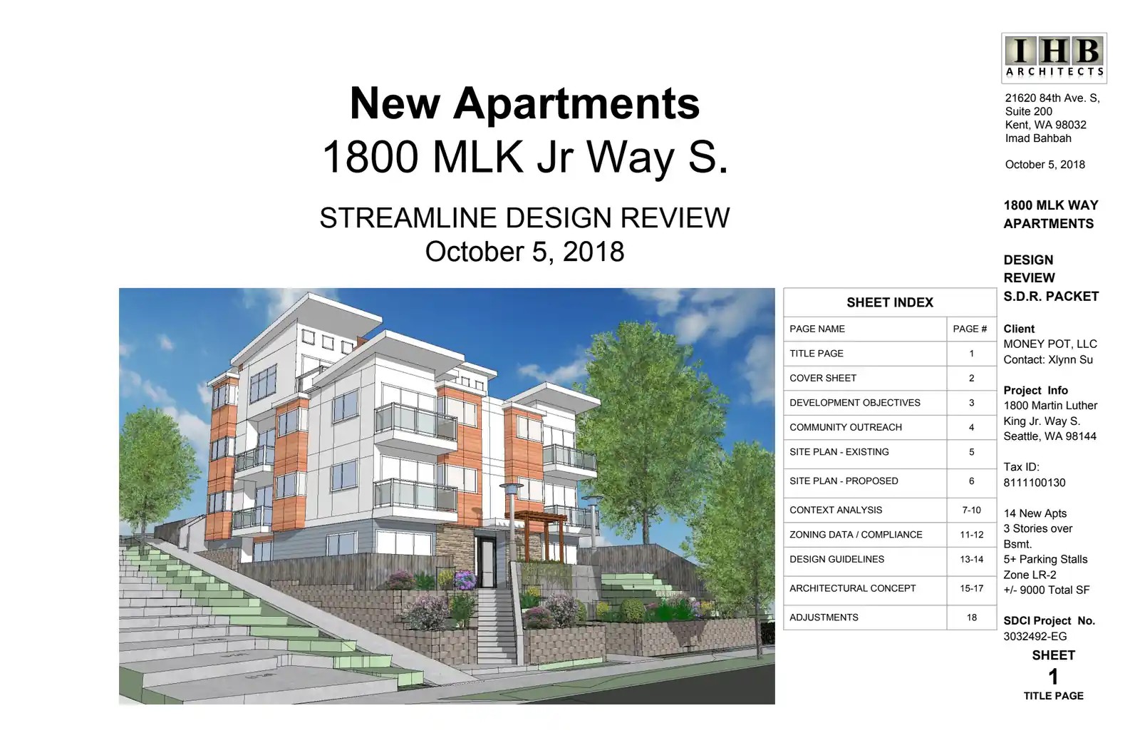 Design review proposal for 1800 M L King Jr Way S