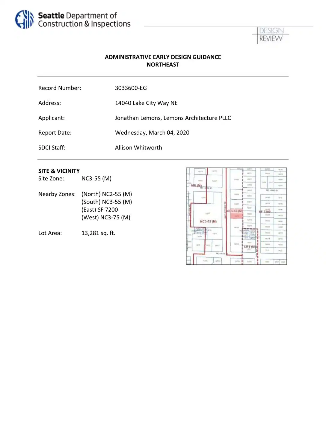 Design review proposal for 14040 Lake City Way NE
