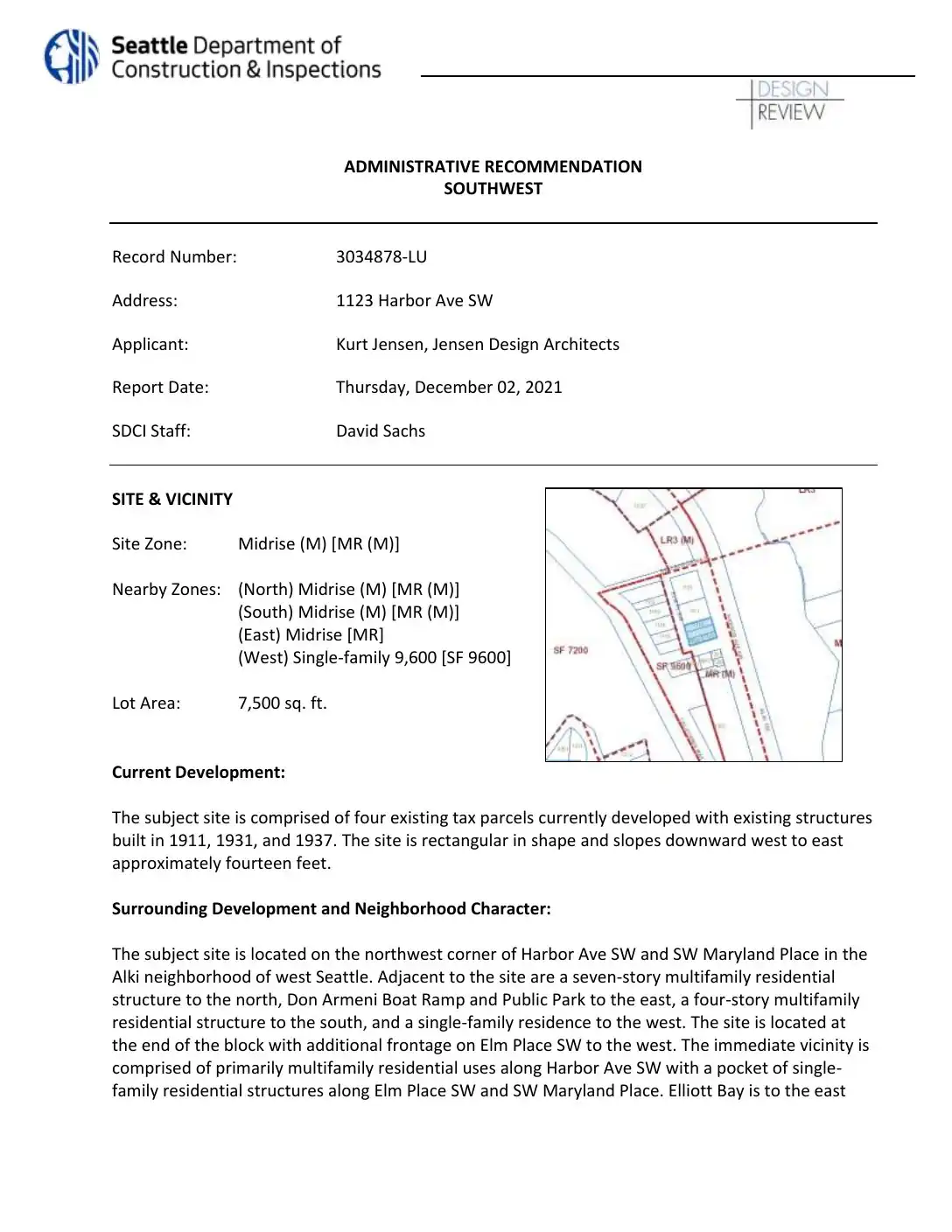 Design review proposal for 1123 Harbor Ave SW