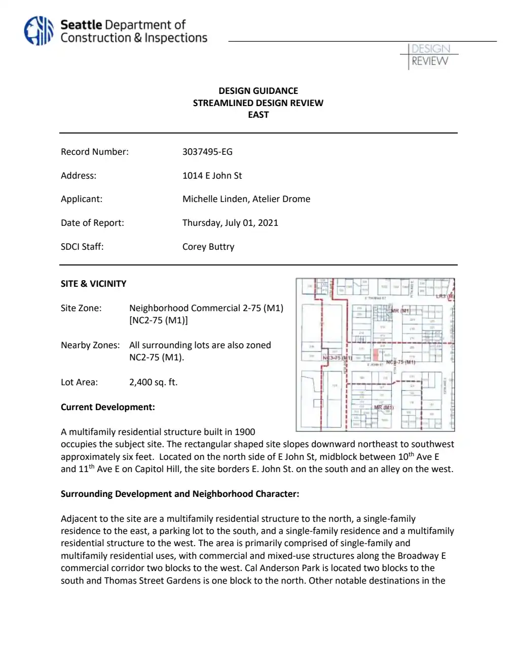 Design review proposal for 1014 E John St